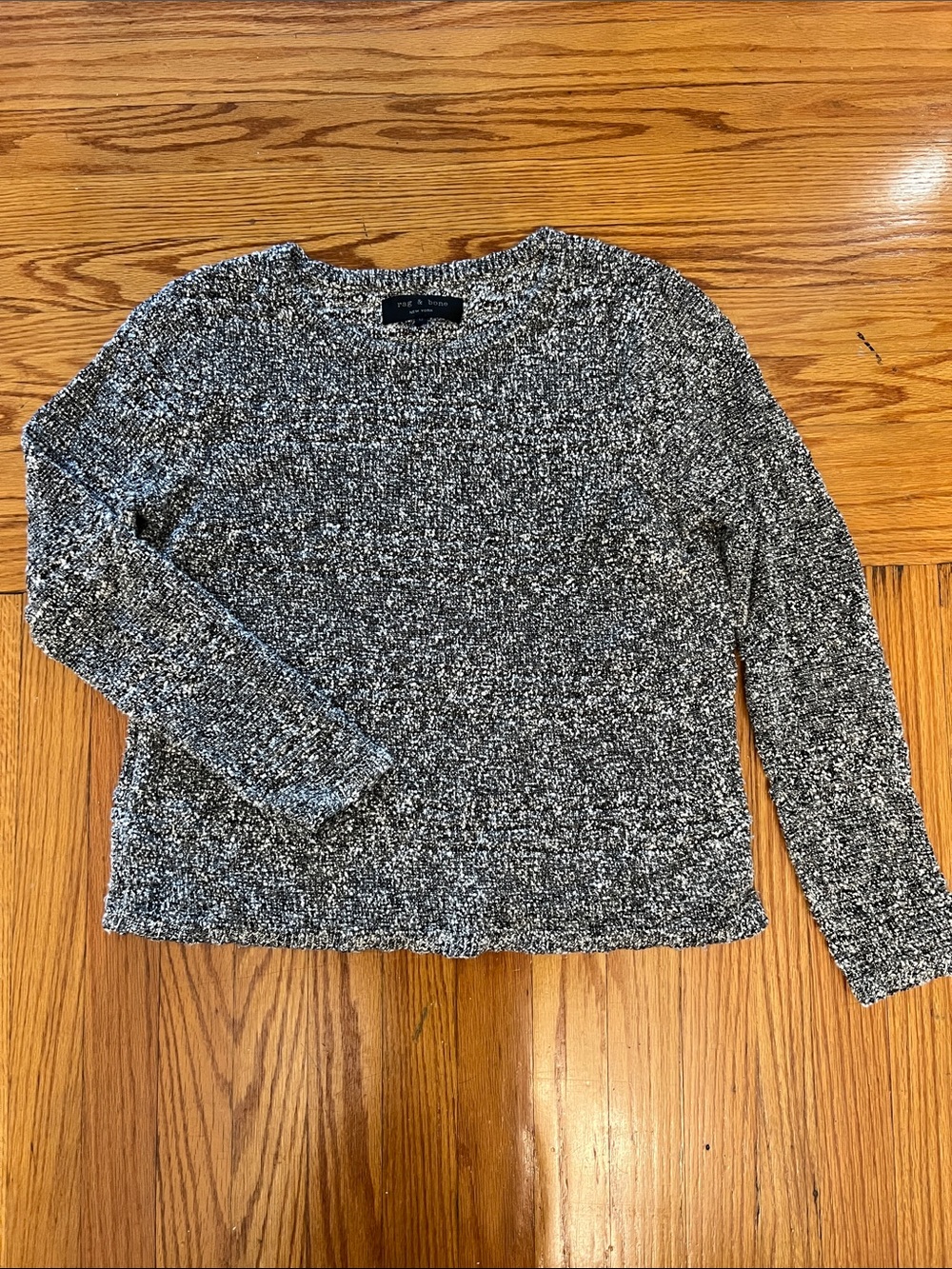 Rag & Bone Black and White Marled Crew Neck Sweater size Medium